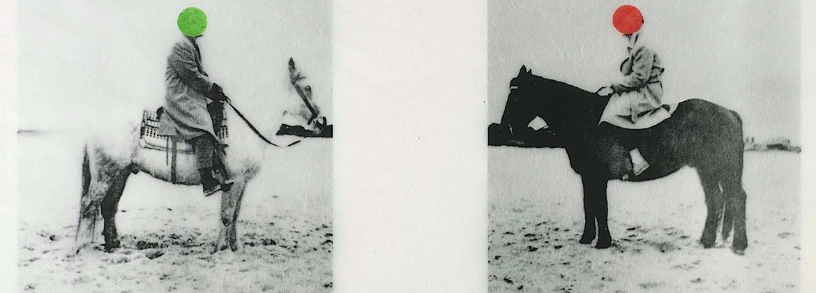 John Baldessari: Two horses and riders (1997) Litografía/pochoir sobre papel (45 x 63 cm 31 x 22 cm c.u. de las imágenes)