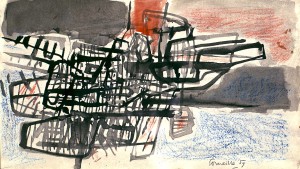 Corneille: Sin título (1954). Acuarela y lápiz sobre papel (14 x 24 cm)